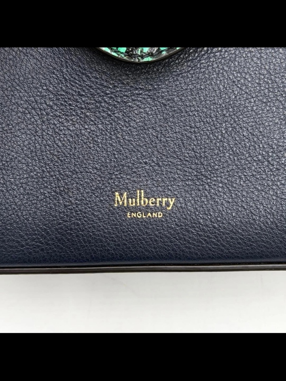 Mulberry Navy Leather Satchel with Green Snake-Print Flap & Raspberry Handle - Picture 14 of 16